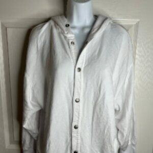 Stateside Anthropologie Women's Hooded Snap Front Jacket White